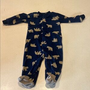 Carter's Blue and Tan Bear Print Footie